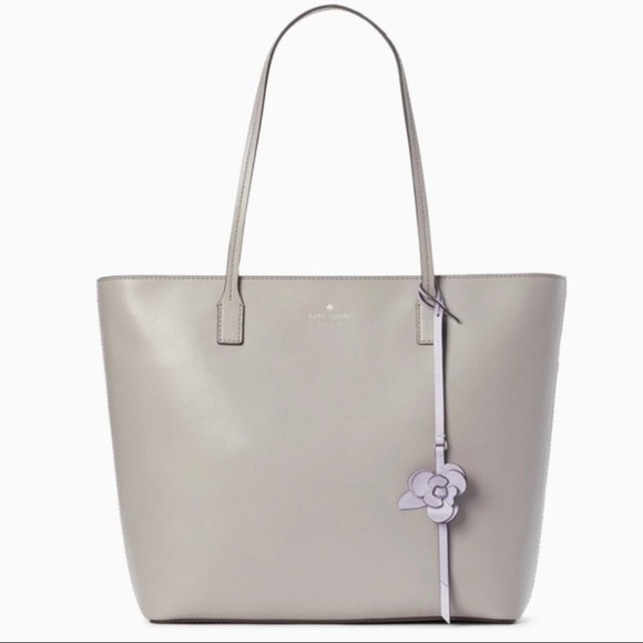 Kate Spade New York Felicity Street Karla Flower Dangle Tote Bag Soft Taupe - Picture 1 of 12